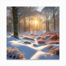 A Blanket of Snow across the Winter Woodland Landscape 2 Canvas Print