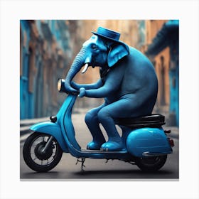 Elephant On A Scooter 1 Canvas Print