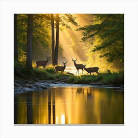 Deer In The Forest art print Canvas Print