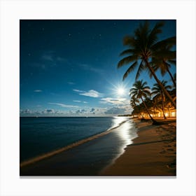 Beach At Night Canvas Print