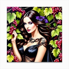 Beautiful Woman With Grapes 4 Canvas Print