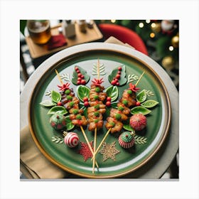 Christmas Food On Skewers Canvas Print