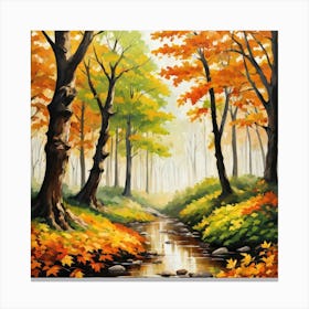 Forest In Autumn In Minimalist Style Square Composition 228 Canvas Print