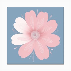 A White And Pink Flower In Minimalist Style Square Composition 511 Canvas Print