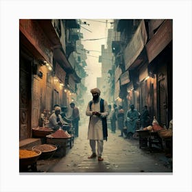 Man In A Market Canvas Print