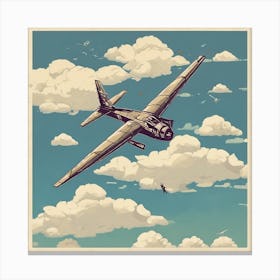 Vintage Airplane In The Sky Canvas Print
