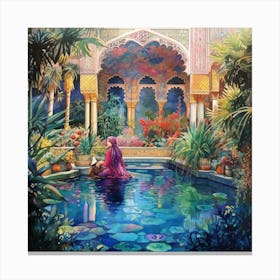 Woman In A Riyadh Pond Canvas Print