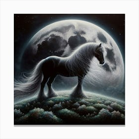 Horse In The Moonlight 36 Canvas Print