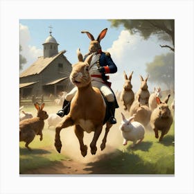 Rabbits On Horseback Canvas Print