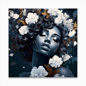 Black Woman With Flowers 4 Canvas Print