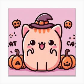 Halloween Cat Cute Kawaii Cartoon Anime Canvas Print