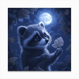 Curious Raccoon with Heart Leaf Backdrop 8 Canvas Print