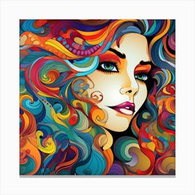 Colorful Woman'S Face 3 Canvas Print