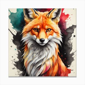 Red Fox, wall art, painting design Canvas Print