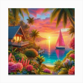 Sunset On The Beach Canvas Print