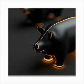 Pigs On A Black Surface Canvas Print