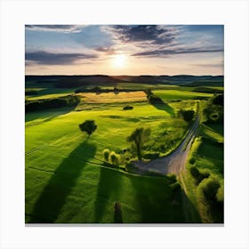 Grass Ecology No People Pasture Drone Scenic Shadow Flight Rural Scene Green Aerial View (2) Canvas Print