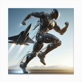 Robot Running In The Air Canvas Print