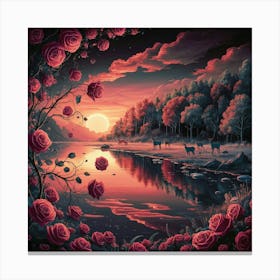 Sunset Roses Canvas Print