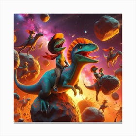 Dinosaurs In Space 1 Canvas Print