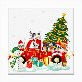 French Bulldog Dog On Red Truck Christmas Pajama Xmas Tree Canvas Print