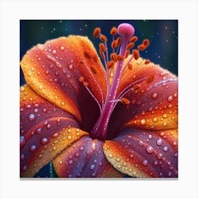 Raindrops On A Lily Canvas Print