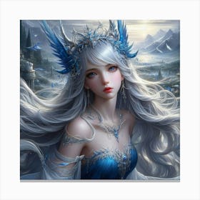 Beautiful Girl With Blue Wings Canvas Print