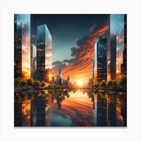 city sunset Canvas Print