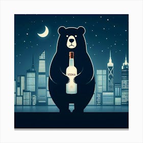 Bear Holding A Bottle Of Vodka Canvas Print