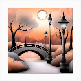 Sunset In The Park Landscape Canvas Print