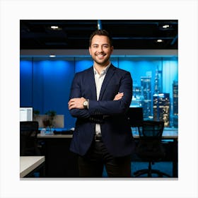 Man Standing In Office Canvas Print