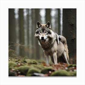 Wolf In The Forest 26 Canvas Print