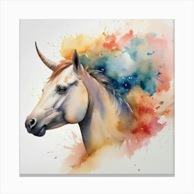 Unicorn Head Watercolor Painting Art Print Canvas Print