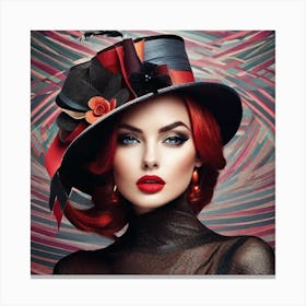 Beautiful Woman In A Hat Canvas Print