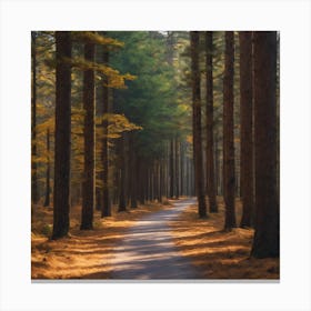 Endless path in woods  Canvas Print