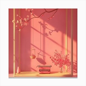 Pink Room With Flowers Canvas Print