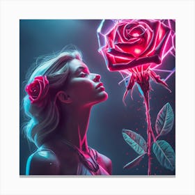 Neon Rose Canvas Print