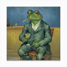 Suit Up and Bottoms Up Frog In A Suit Canvas Print