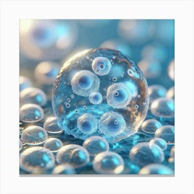 Bubbles On A Blue Background Canvas Print