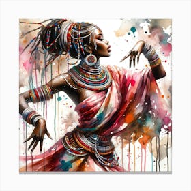 Watercolor African Dancer #1 Canvas Print