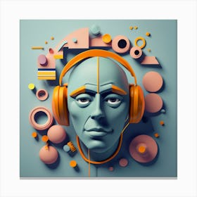 3d Illustration Of A Head With Headphones 4 Canvas Print