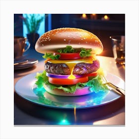 Burger On A Plate 44 Canvas Print