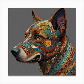 Dog With A Colorful Face Canvas Print