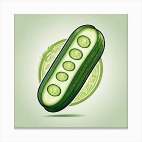 Cucumber On A Green Background 3 Canvas Print
