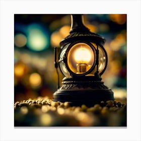 Old Lamp In The Dark Canvas Print