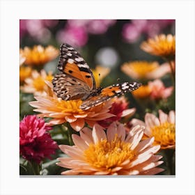 Butterfly And Flowers 2 Canvas Print