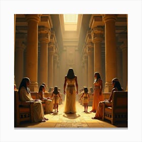 The Pharaoh Akhenaten And His Family In A Luxurious Setting 1 Canvas Print