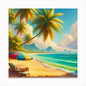 Palm Trees As Part Of A Landscape At A Beach Front 1 Canvas Print