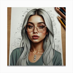 Portrait Of A Girl With Glasses Canvas Print