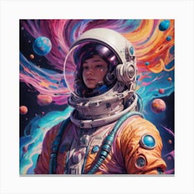 A Portrait Of A Person In An Psychedelic Space Canvas Print